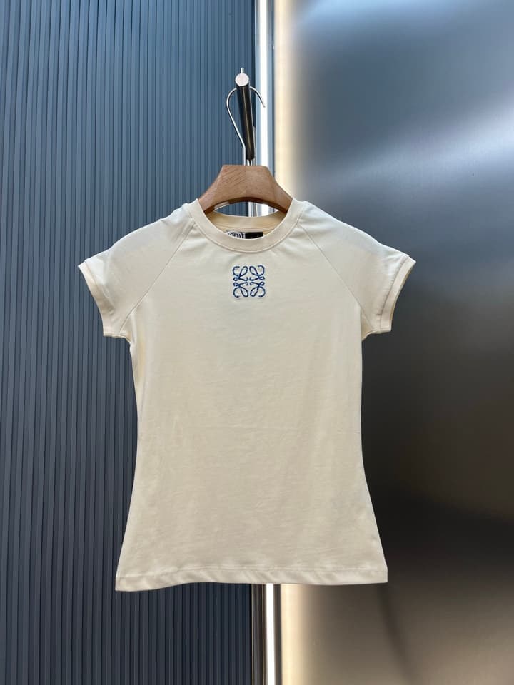 Loewe Cotton Mosaic Anagram Embroidered T-Shirt in Navy Blue