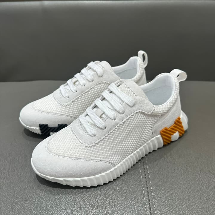 Hermès Bouncing Sneakers in Bright White With Orange H