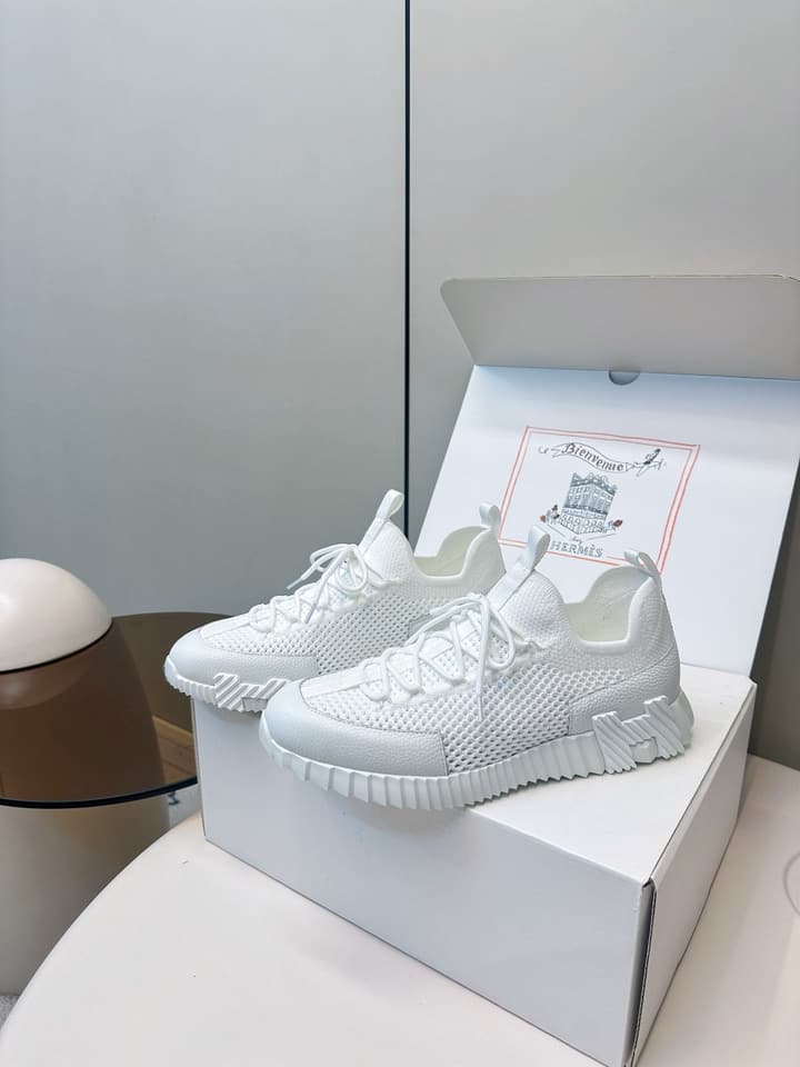 Hermes Classic Couple's Casual Sneakers in Light Beige