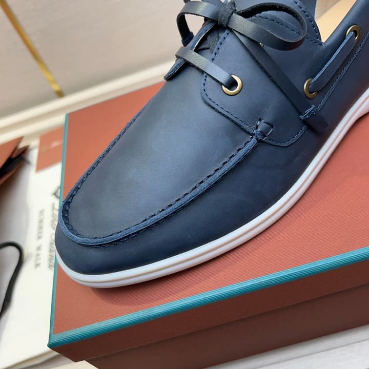 Loro Piana Moccasin Shoes – 2025 Collection in Navy Blue Leather