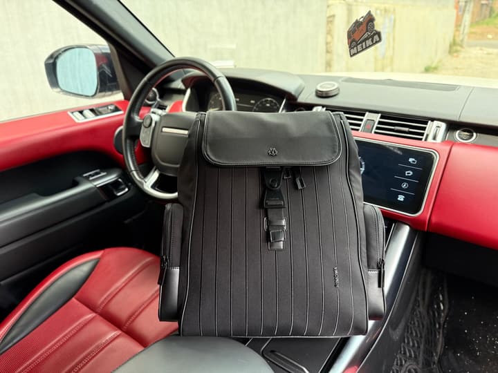 RIMOWA Never Still Large Canvas Backpack in Light Gray Pinstripe