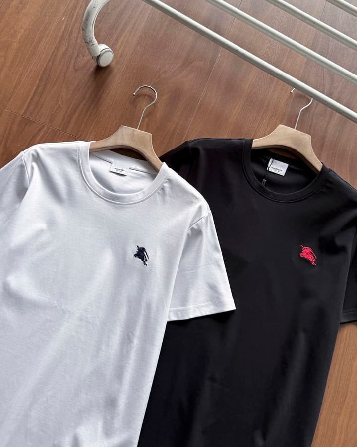 Burberry Embroidered Mercerized Cotton T-Shirt in Black