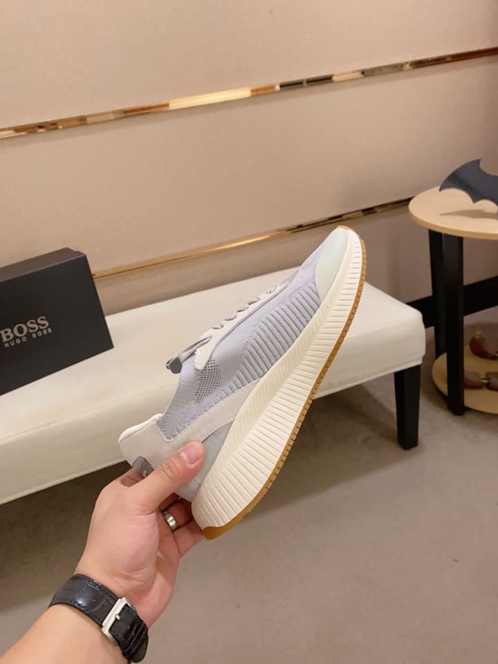 Boss Latest Casual Fly-Knit Sneakers in Black With Gold Accents