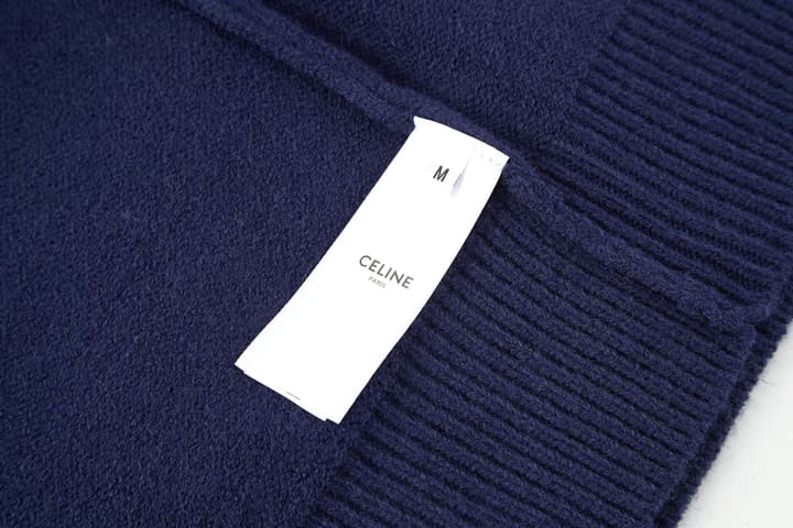Celine Triomphe Embroidered Knit Sweater in Black