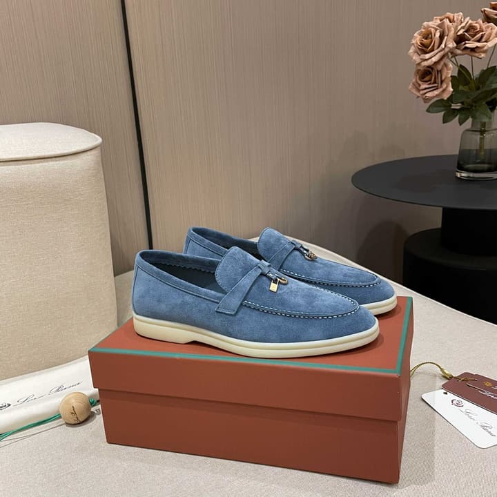 Loro Piana Summer Charms Walk Moccasin Loafers in Black Leather