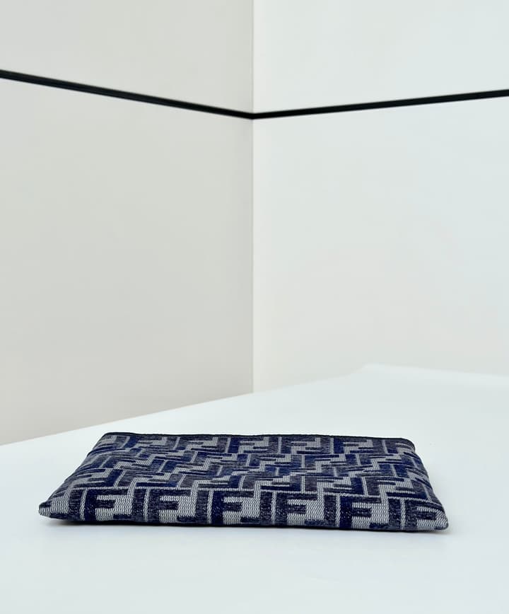 Fendi Gradient Double F Logo Calfskin Clutch Bag