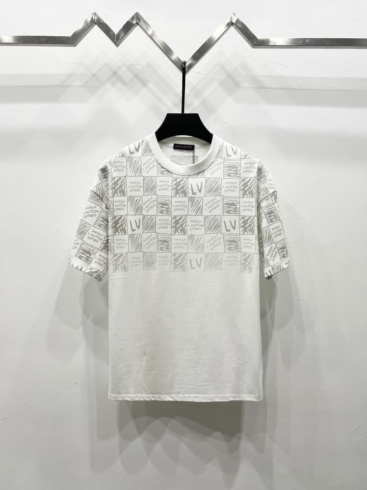 Louis Vuitton Classic Damier Print T-Shirt – 2025SS in Classic Black