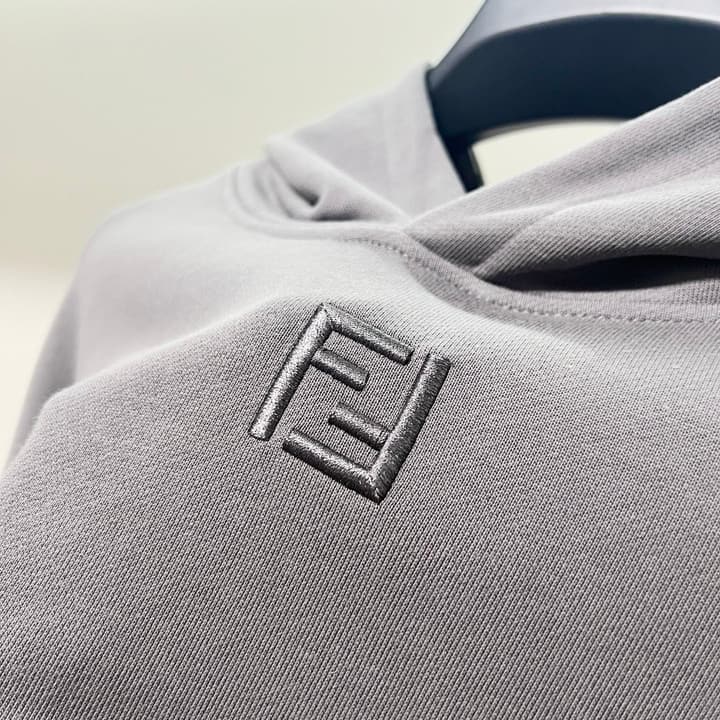 Fendi FF Patch Logo Cotton Hoodie in Black Hooded Sweatshirt