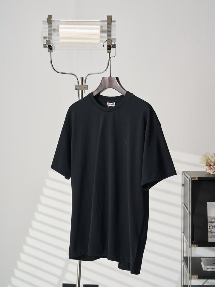 Saint Laurent YSL Embroidered Crewneck T-Shirt in Black