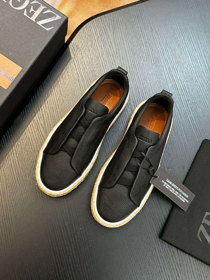 Ermenegildo Zegna Triple Stitch Low-Top Sneakers in Black Suede