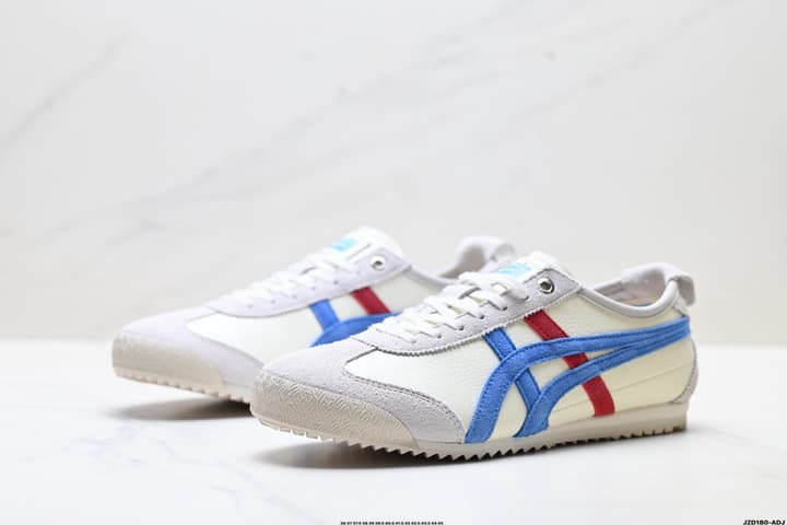 Onitsuka Tiger NIPPON MADE MEXICO 66 DELUXE Sneakers in Cream With Blue And Red Stripes