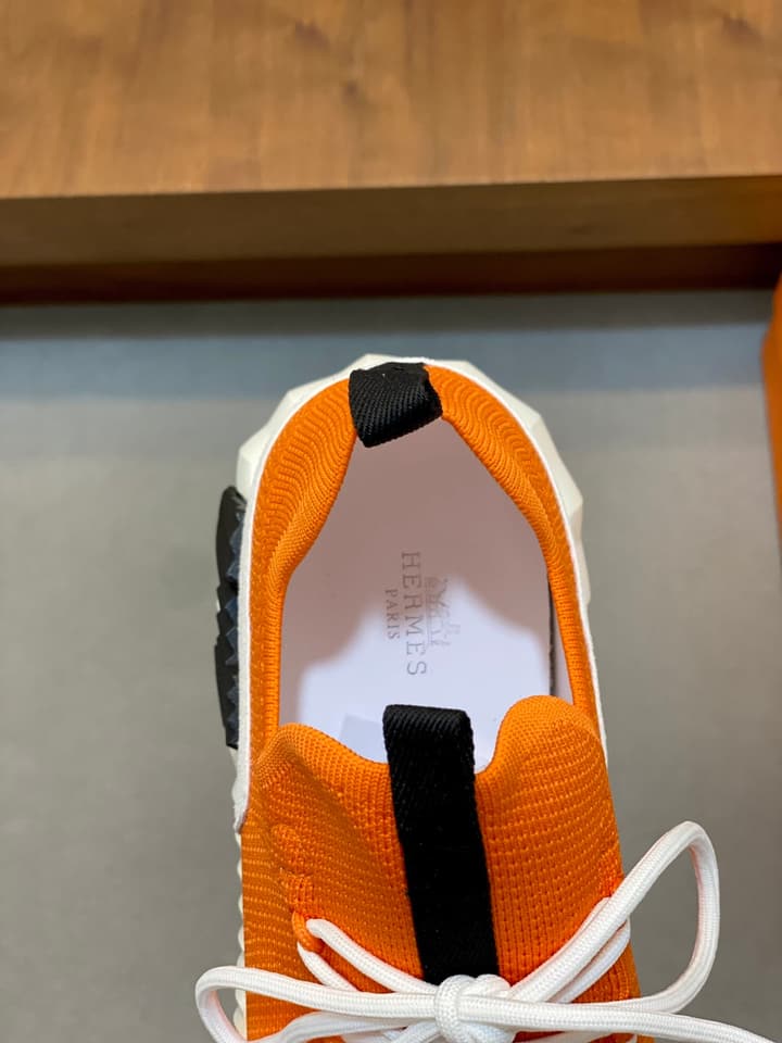Hermès Suede and Denim Canvas Sneakers in Black And White