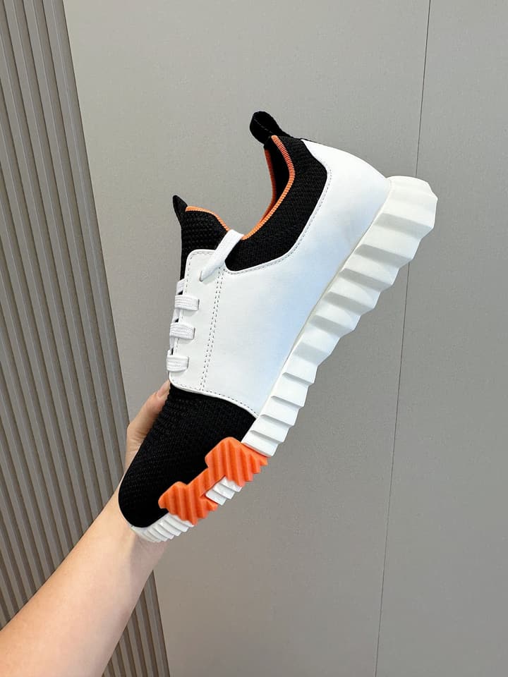 Hermès Bouncing Sneakers in Black And White Color Block