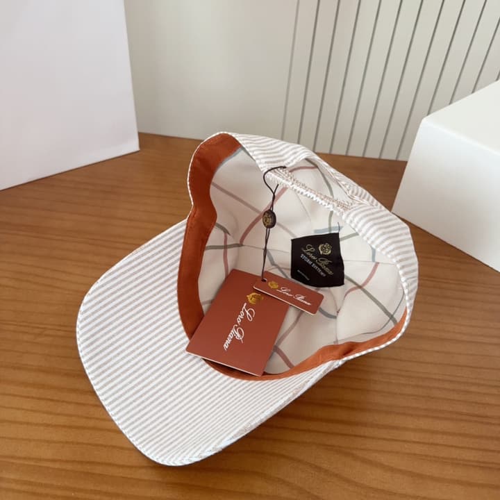 Loro Piana Baseball Cap in Cream With Tan Logo