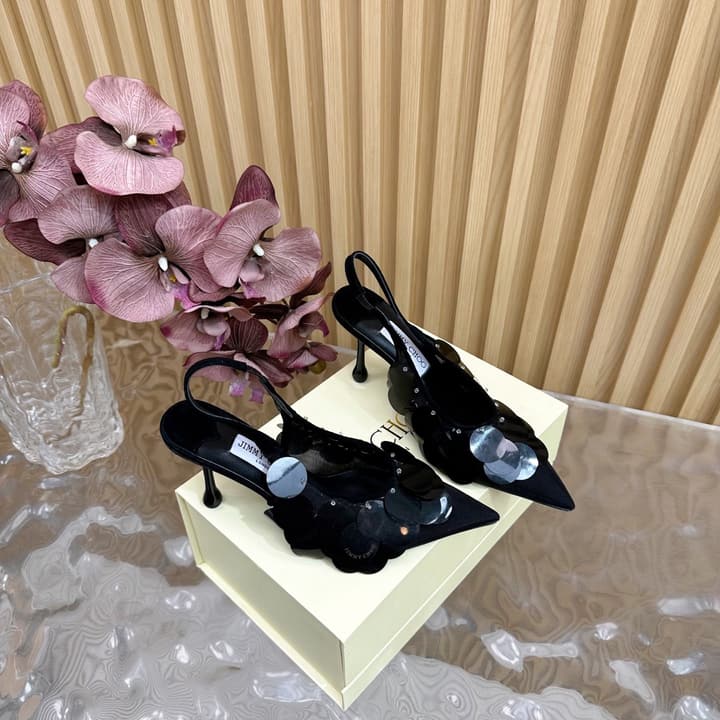 Jimmy Choo Sequined Evening Pumps – 2025SS in Patent Black