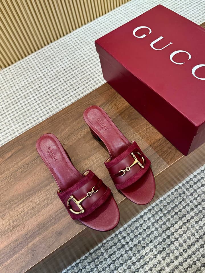 Gucci D-Horsebit Mule Sandals in Brown Gg Canvas