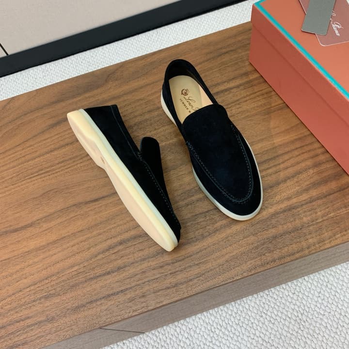 Loro Piana Glossy Cashmere Loafers in Blush Pink Suede