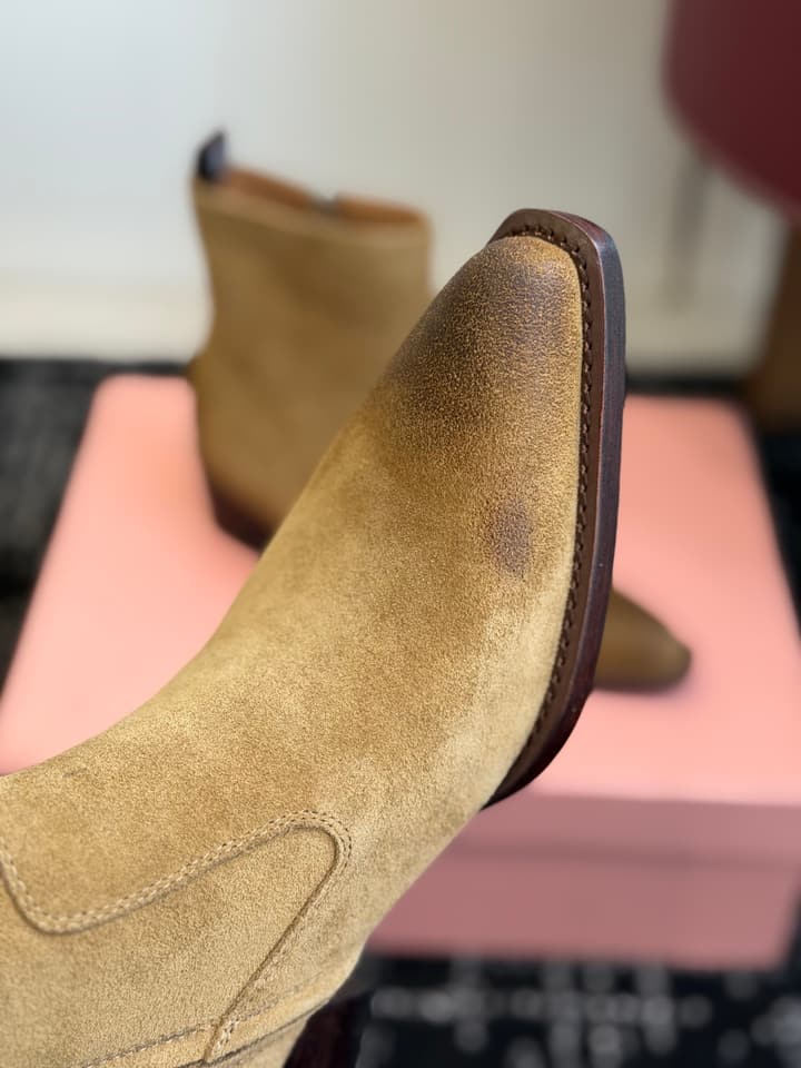 Miu Miu Distressed Leather Cowboy Biker Boots – 2026SS