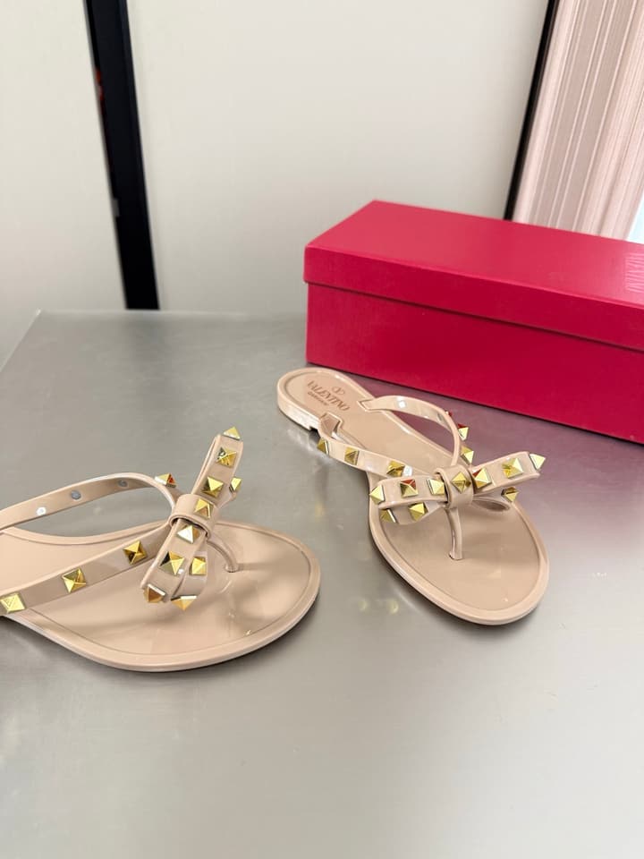 Valentino Rockstud Handmade Sandals in Beige