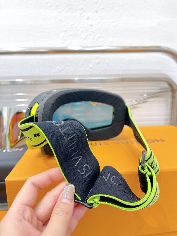 Louis Vuitton Ski Goggles in Blue Iridescent Lens With Red Frame