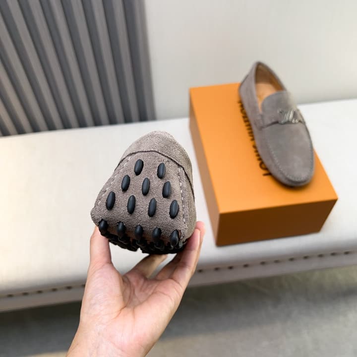 Louis Vuitton Pebbled Leather Driving Shoes in Black Smooth Leather
