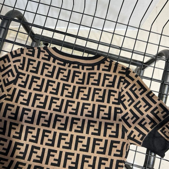 Fendi Double F Monogram Jacquard Knit Dress in Coffee Monogram Knit Dress