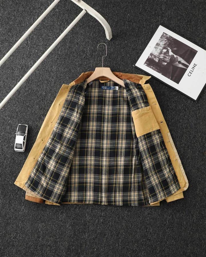 Ralph Lauren Barn Washed Distressed Jacket – 2025 Spring New in Classic Mustard Tan