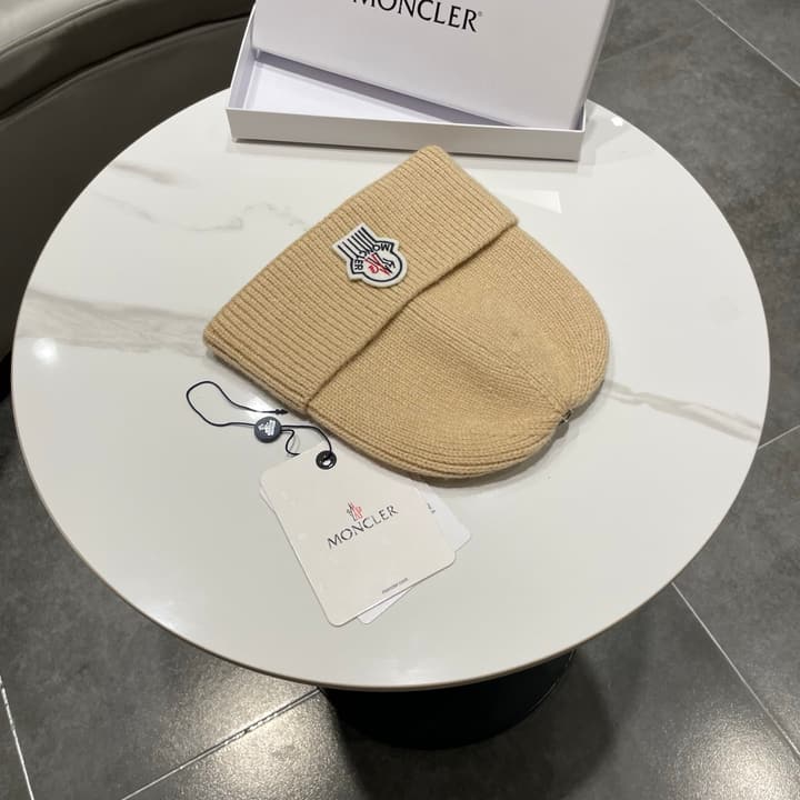 Moncler Knitted Beanie Hat in Classic Black