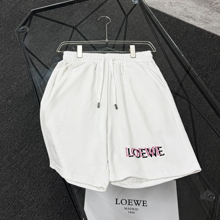 Loewe Classic Element Embroidered Shorts in Black With Blue Anagram Logo