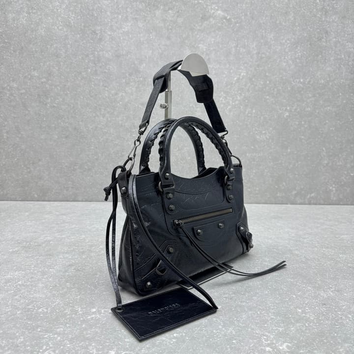 Balenciaga Le City First Bag in Oil Wax Leather in Black Oil Wax Leather