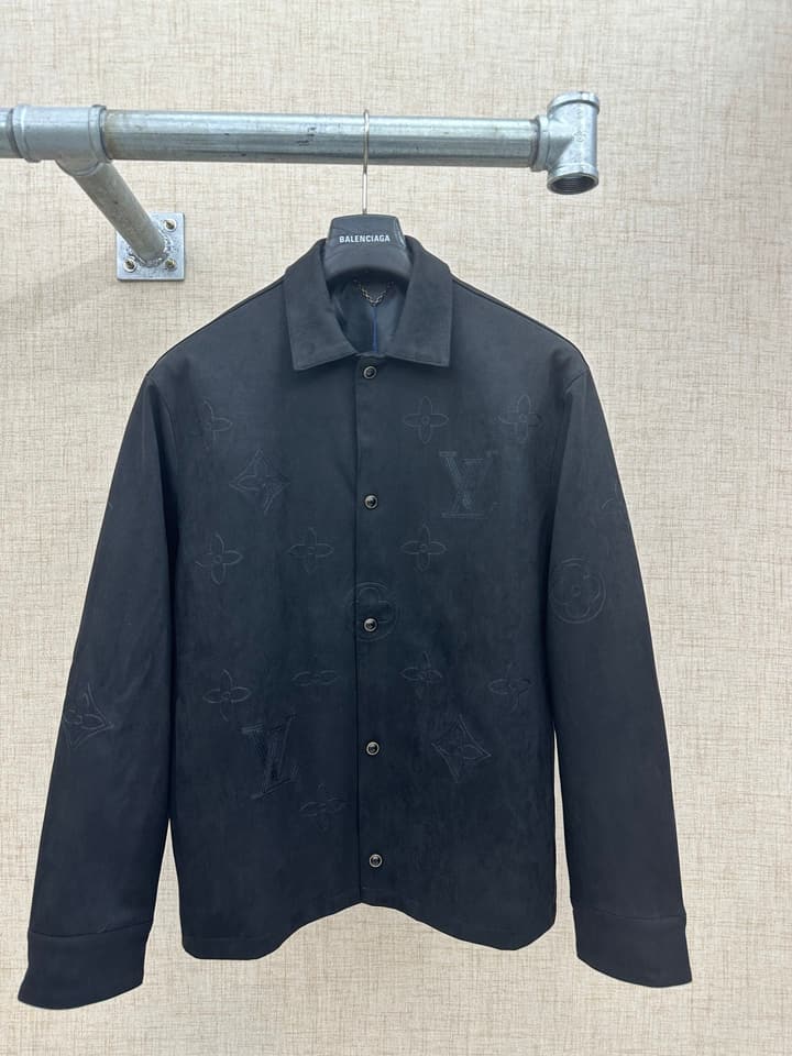 Louis Vuitton Black Monogram Collared Jacket in Black Monogram Jacket