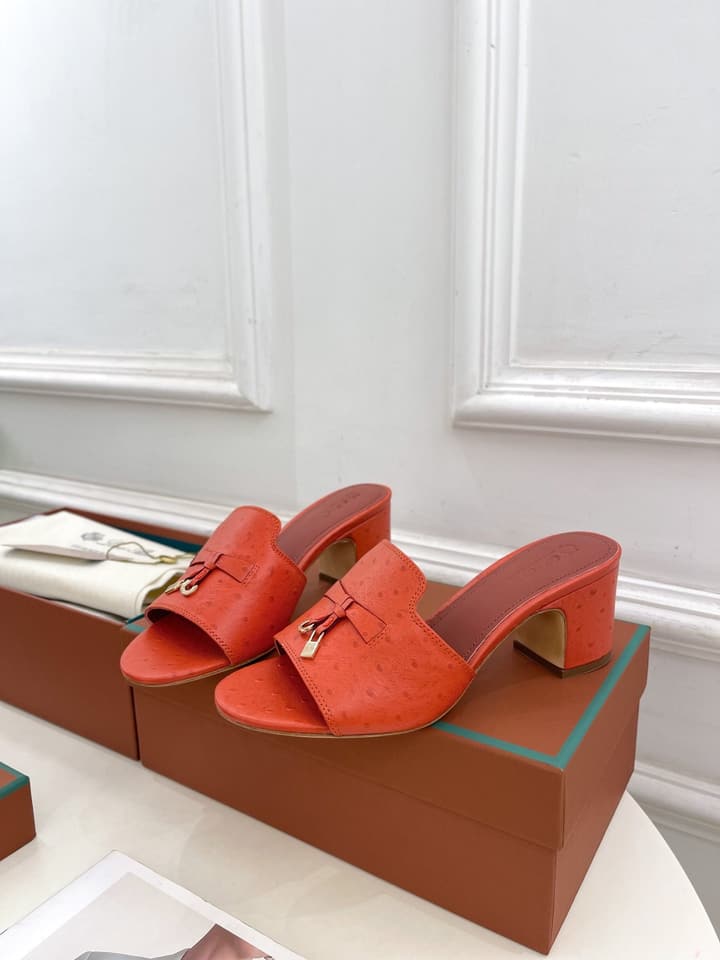Loro Piana Summer Charms Ostrich Mules – 2025 Spring/Summer Collection in Black