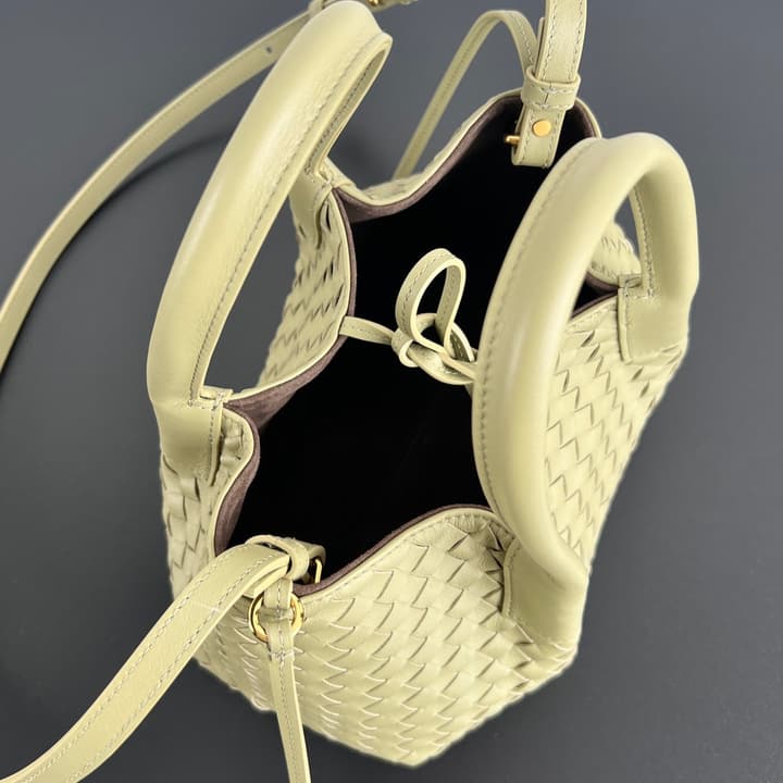 Bottega Veneta Pinacoteca Small Tote Handbag – 2025SS in Burgundy With Light Blue Lining A