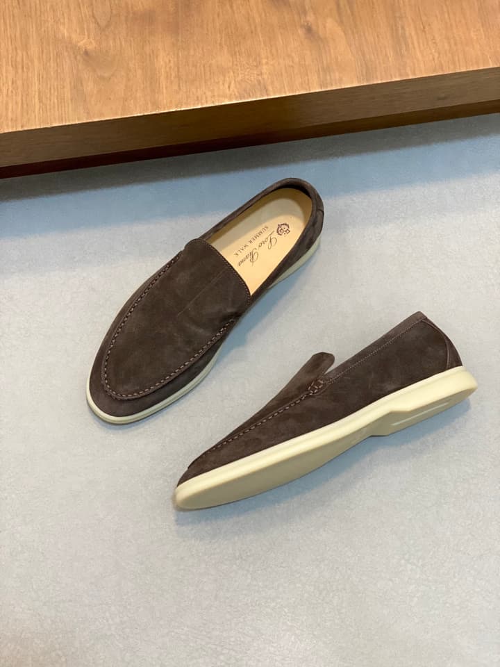 Loro Piana Suede Leather Slip-On Loafers in Black Suede