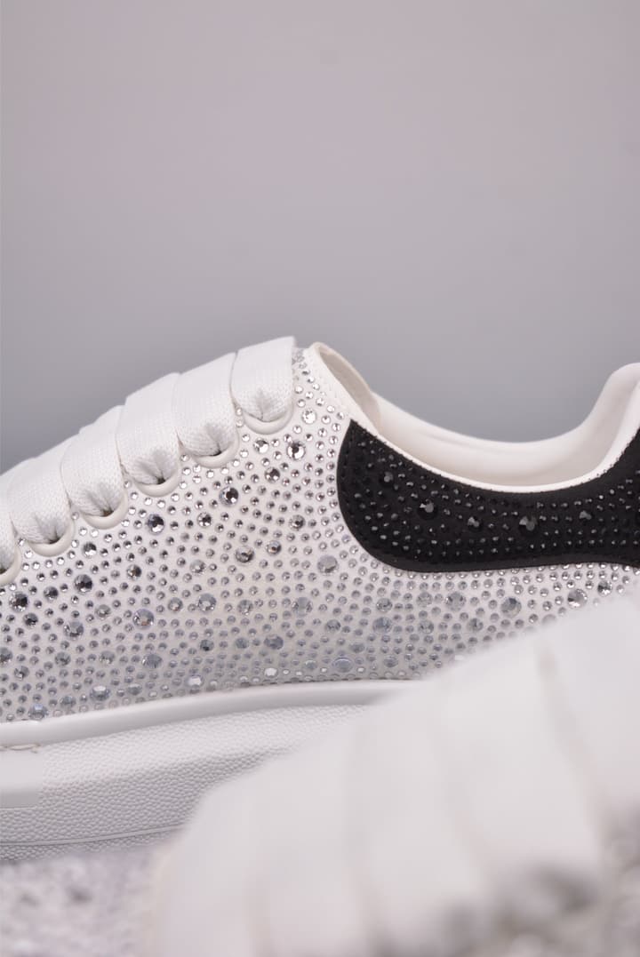 Alexander McQueen Rhinestone Sneakers in All Black Embossed