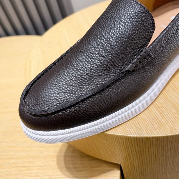 Boss Men's Luxury Leather Loafers in Black Leather