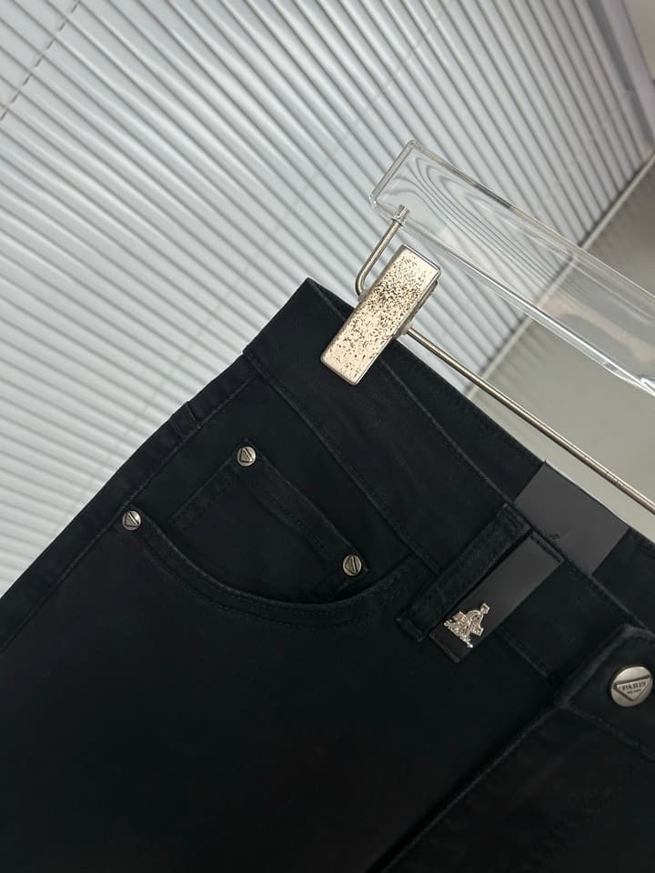 Prada Men's Washed Denim Jeans – 2025 Collection in Solid Black