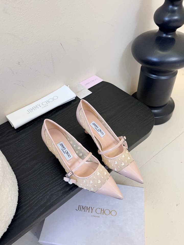 Jimmy Choo Patent Leather Pumps – 2025FW in Nude Mesh