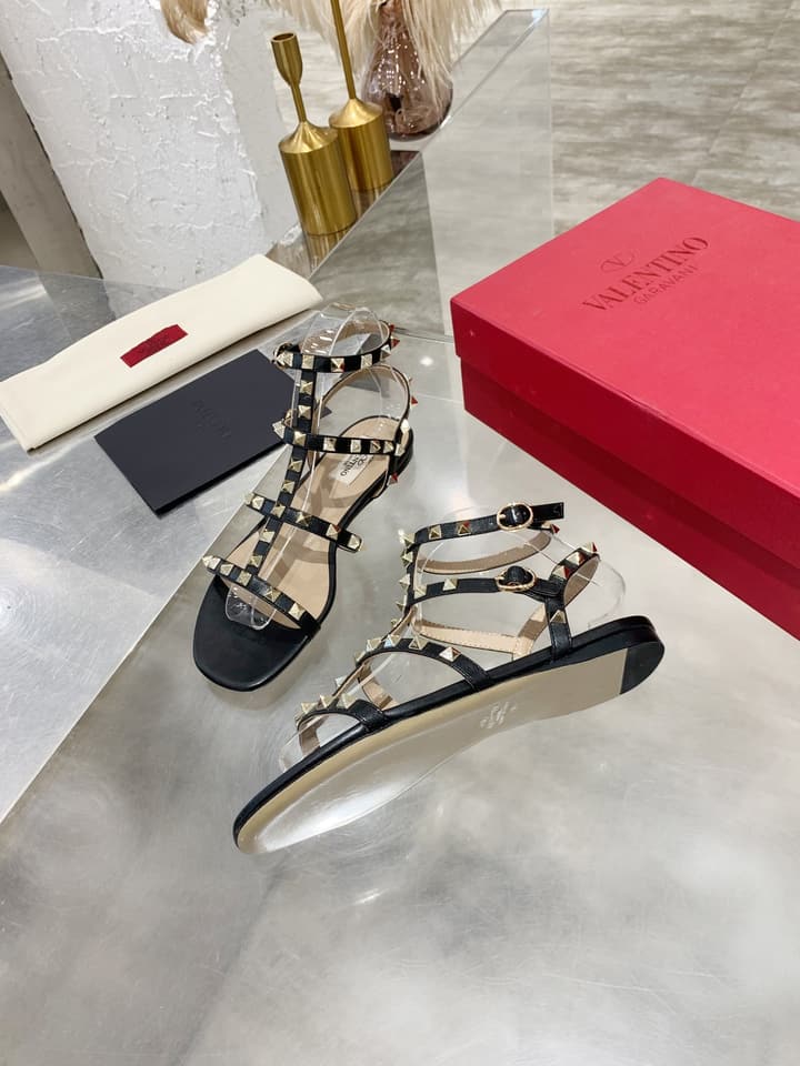 Valentino Studded Classic Block Heel Sandals in Black