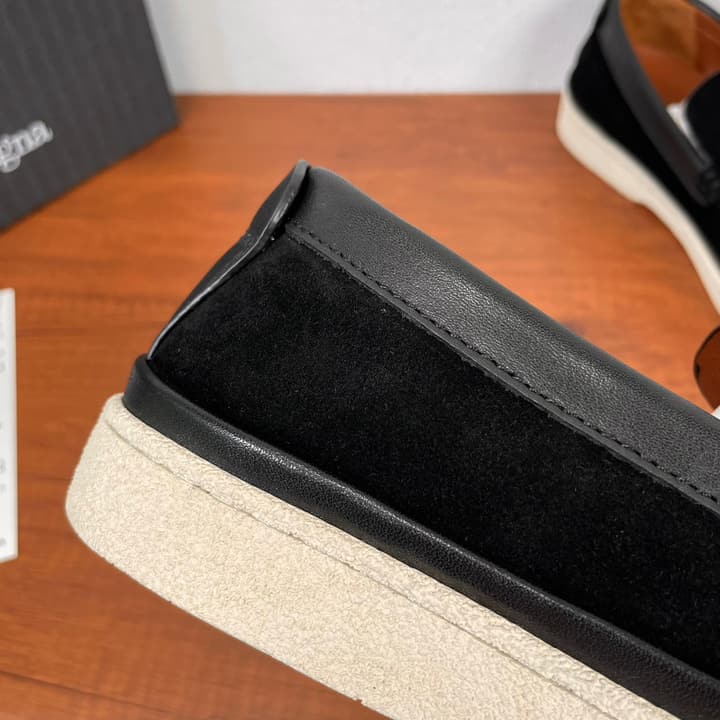 Zegna Men's Suede Leather Slip-On Loafers in Black Suede Loafer