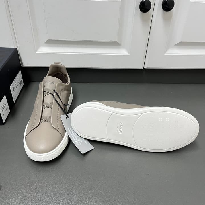 Zegna SECONDSKIN Triple Stitch™ Sneakers in Navy Blue