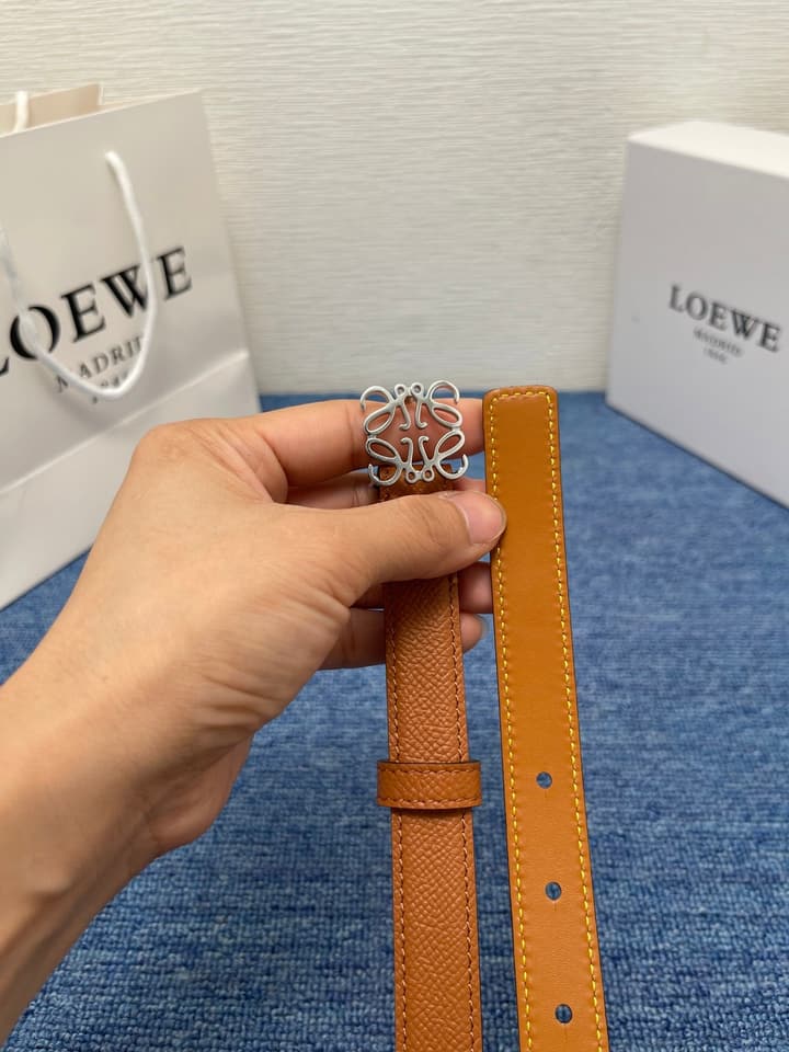 Loewe Calfskin Leather Belt in Black With Gold Buckle