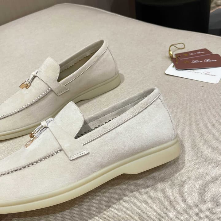 Loro Piana Summer Charms Walk Moccasin Loafers in Black Leather