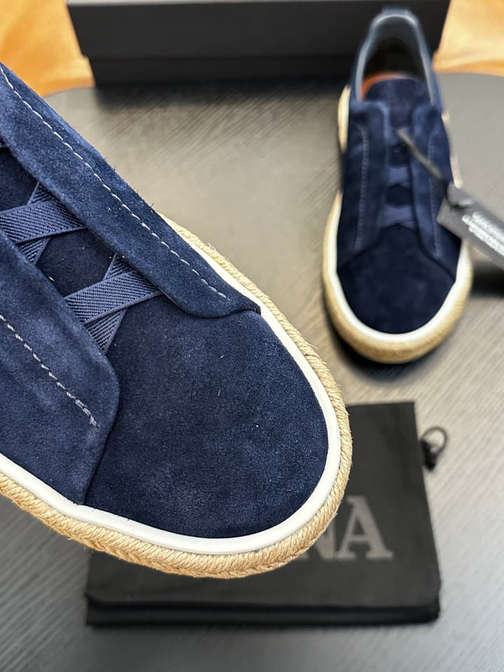 Ermenegildo Zegna Triple Stitch Low-Top Sneakers in Black Suede