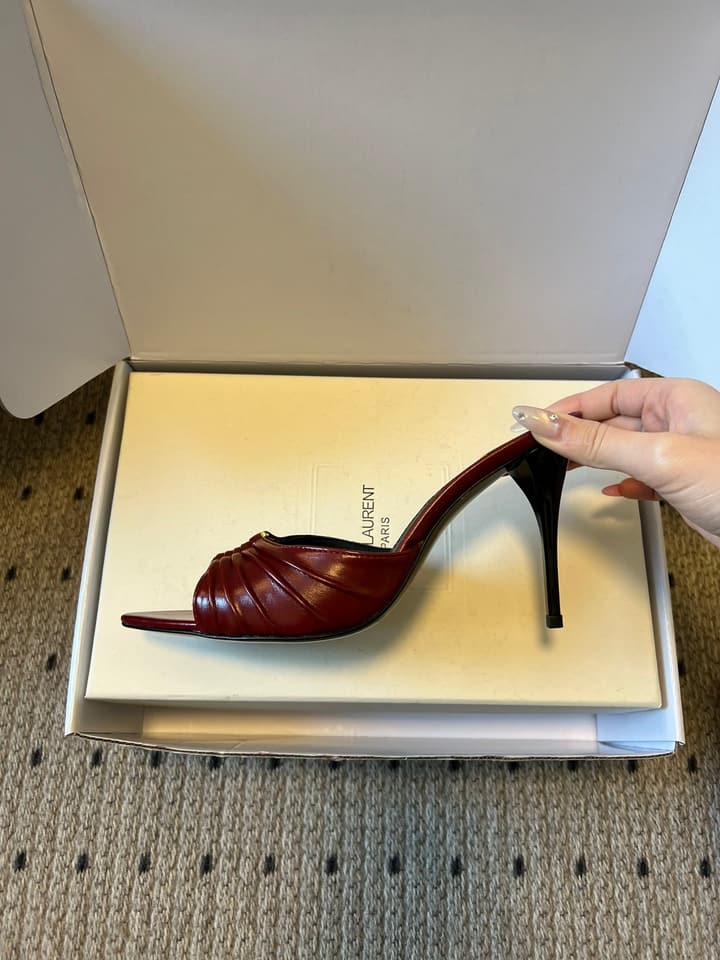 Saint Laurent Ruched Leather Mules – 26SS in Beige
