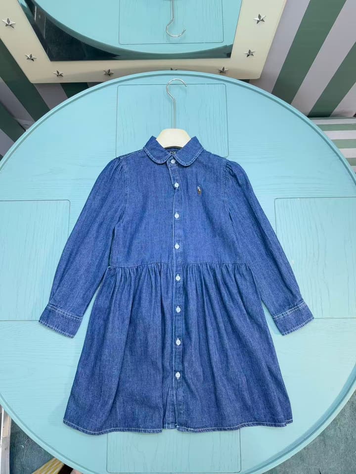 Ralph Lauren Kids Denim Shirt Dress – 2025SS – Kids Collection in Medium Blue Denim