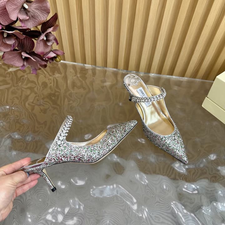 Jimmy Choo Sequined Evening Heels – 2025SS in Black Glitter