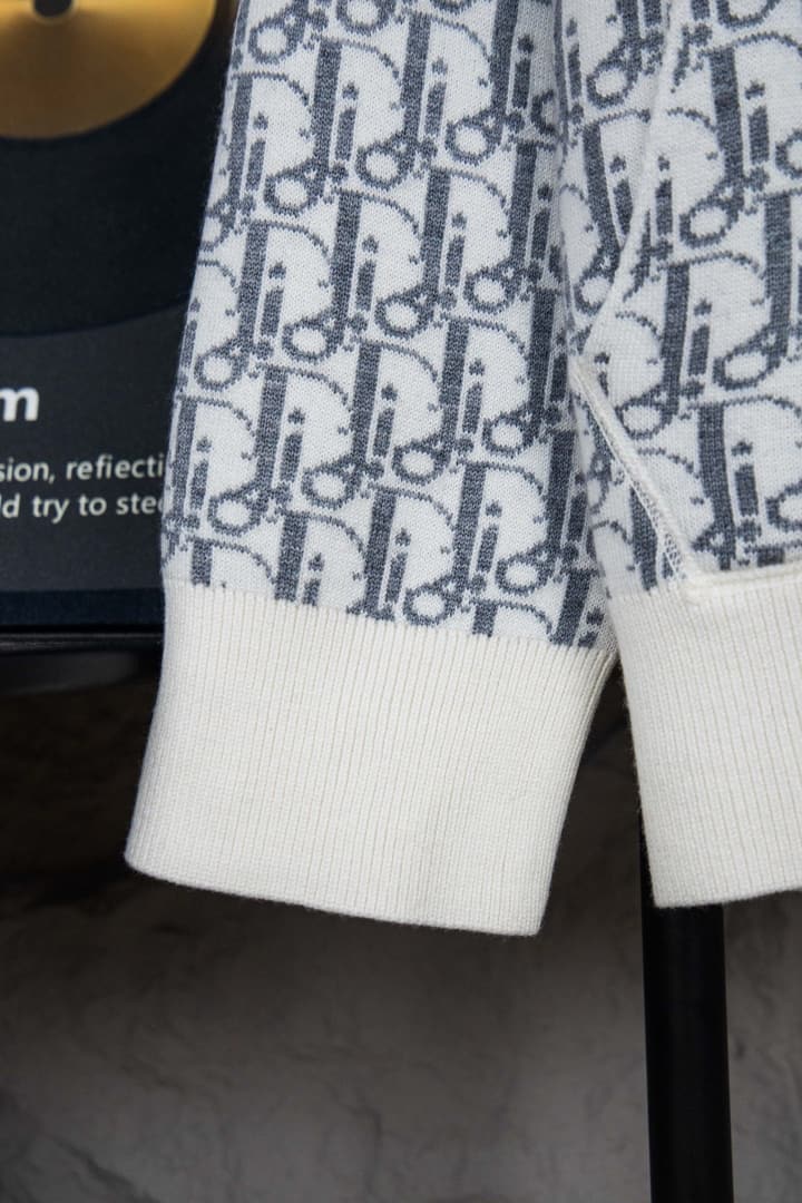 Dior CD Monogram Jacquard Cardigan – 24SS in Dark Grey