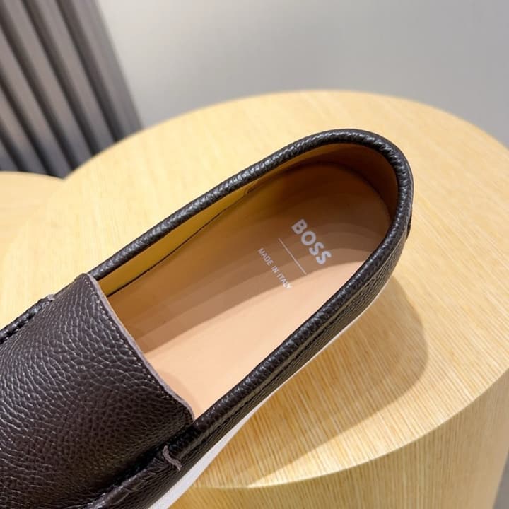 Boss Men's Luxury Leather Loafers in Black Leather