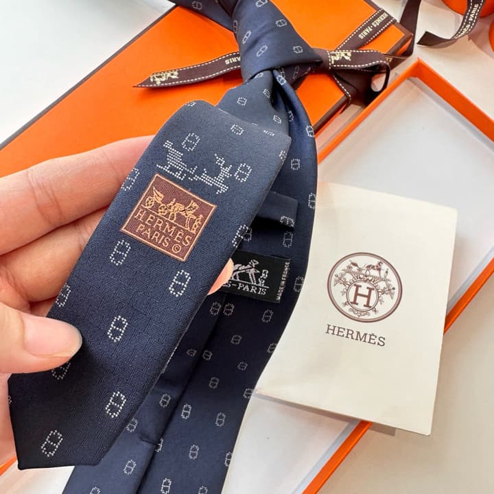 Hermès Men's Winter Anchor Chain Silk Tie – New Collection in Black